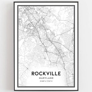 Rockville Map Print, Rockville Map Poster Wall Art, Md  City Map, Maryland Print Street Map Decor, Road Map Gift