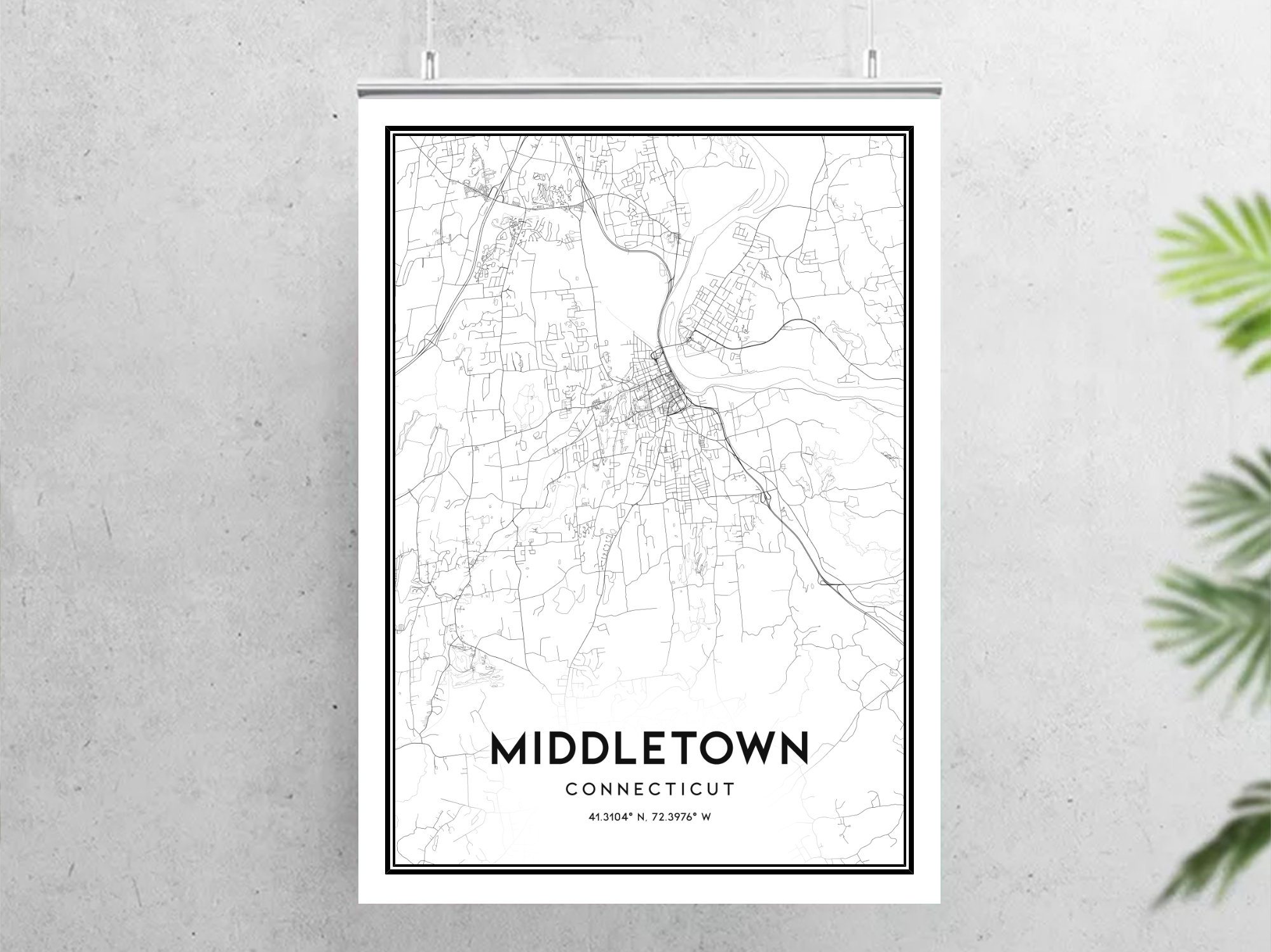 Middletown Map Print Middletown Map Poster Wall Art Ct City Map Il K9lr 