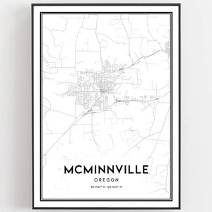 Mcminnville Map Print, Mcminnville Map Poster Wall Art, or City Map ...