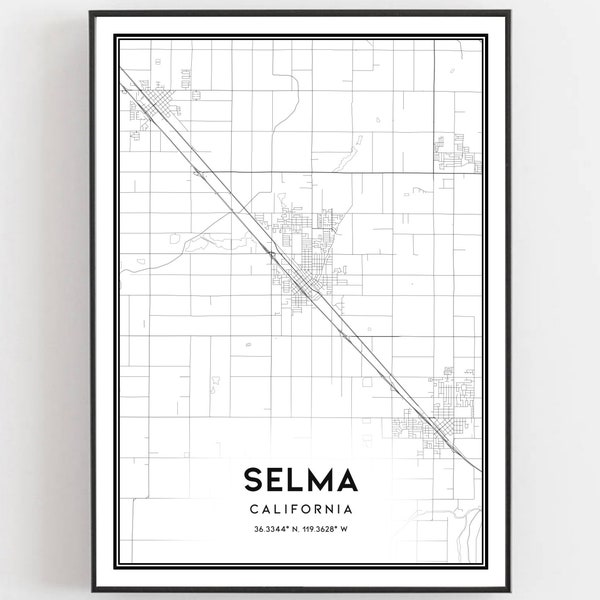 Selma California Map Etsy