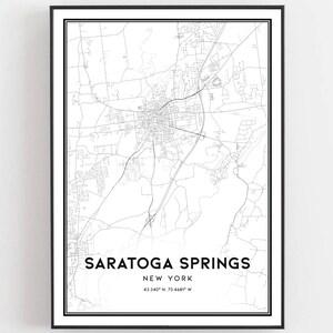 Saratoga Springs Map Print, Saratoga Springs Map Poster Wall Art, Ny City Map, New York Print Street Map Decor, Road Map Gift, B1149