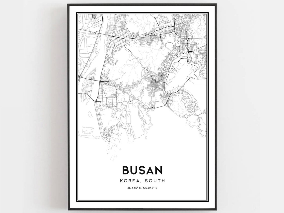 Busan Map Print Busan Map Poster Wall Art Busan City Map | Etsy