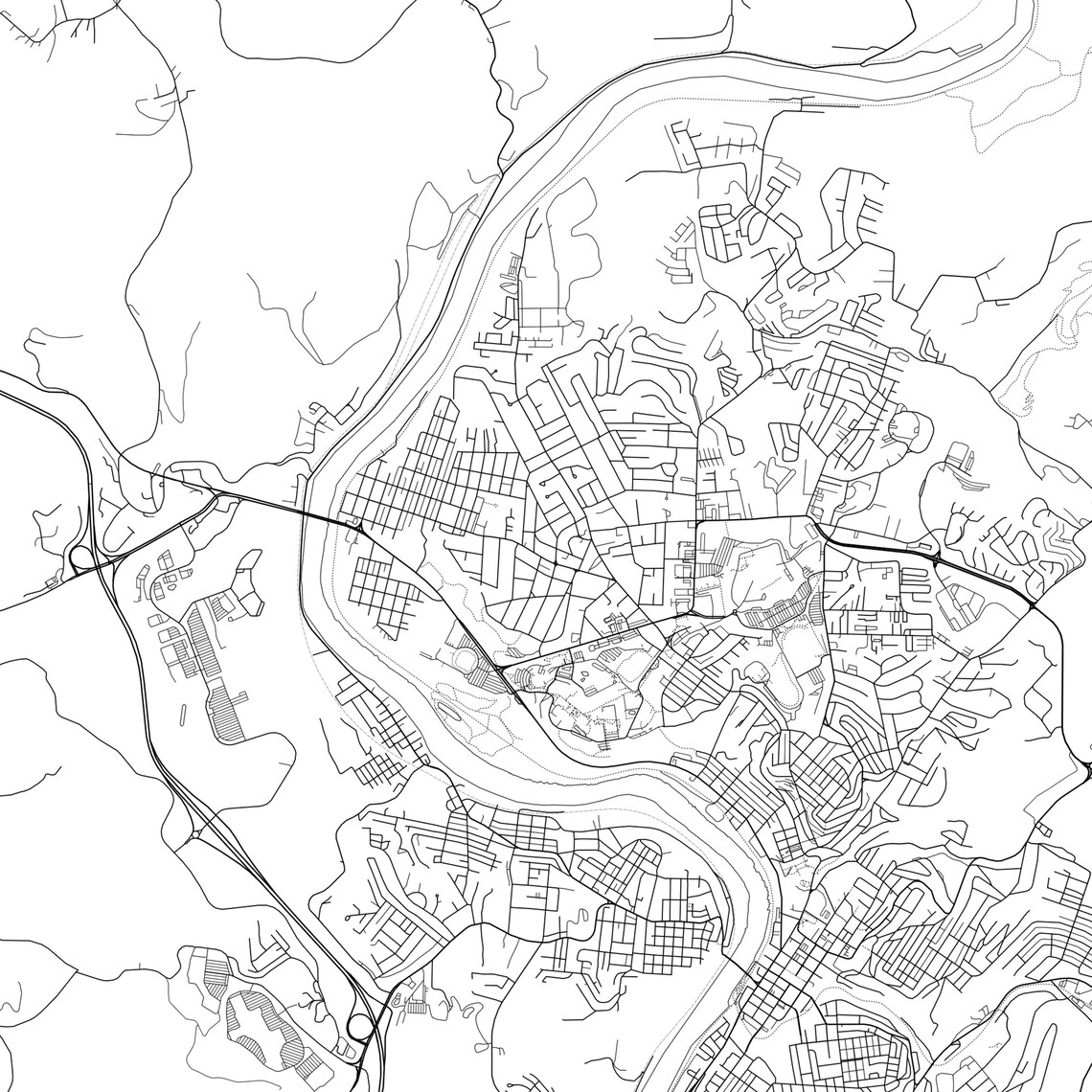 Morgantown Map Print Morgantown Map Poster Wall Art Va City - Etsy