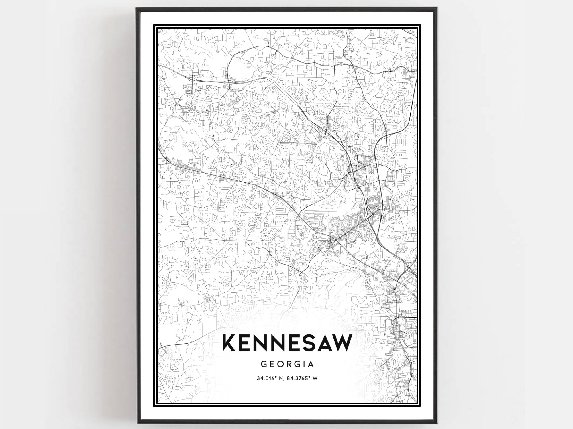 Kennesaw Map Print Kennesaw Map Poster Wall Art Ga City Map Etsy