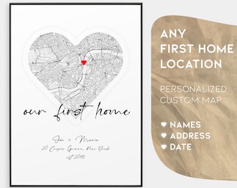 Housewarming gift first home | Personalized Map Print Of Any Location | Couple Gifts | Customized Present