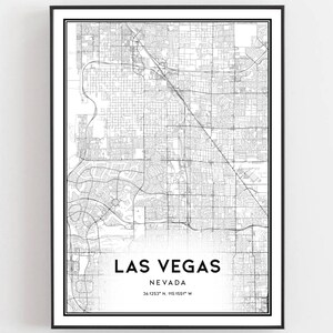 Las Vegas Map Print, Las Vegas Map Poster Wall Art, Nv City Map, Nevada Print Street Map Decor, Road Map Gift, B151