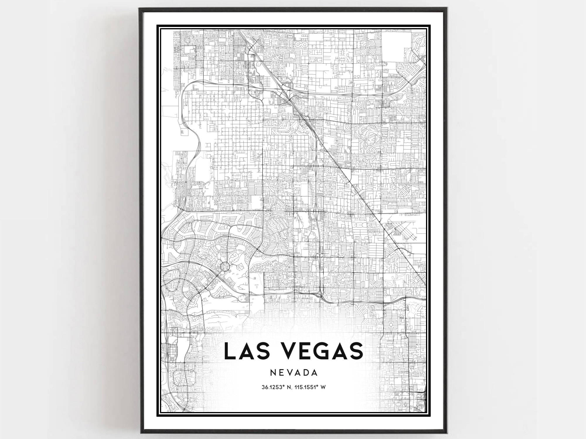 Las Vegas Map Print Las Vegas Map Poster Wall Art Nv City Etsy