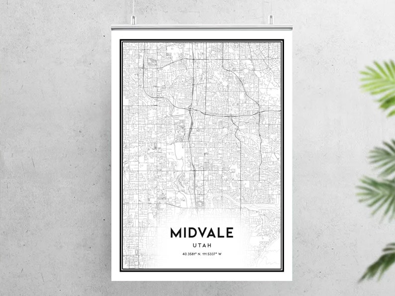 Midvale Map Midvale Map Print, Midvale Map Poster Wall Art, Ut City Map, Utah Print ...