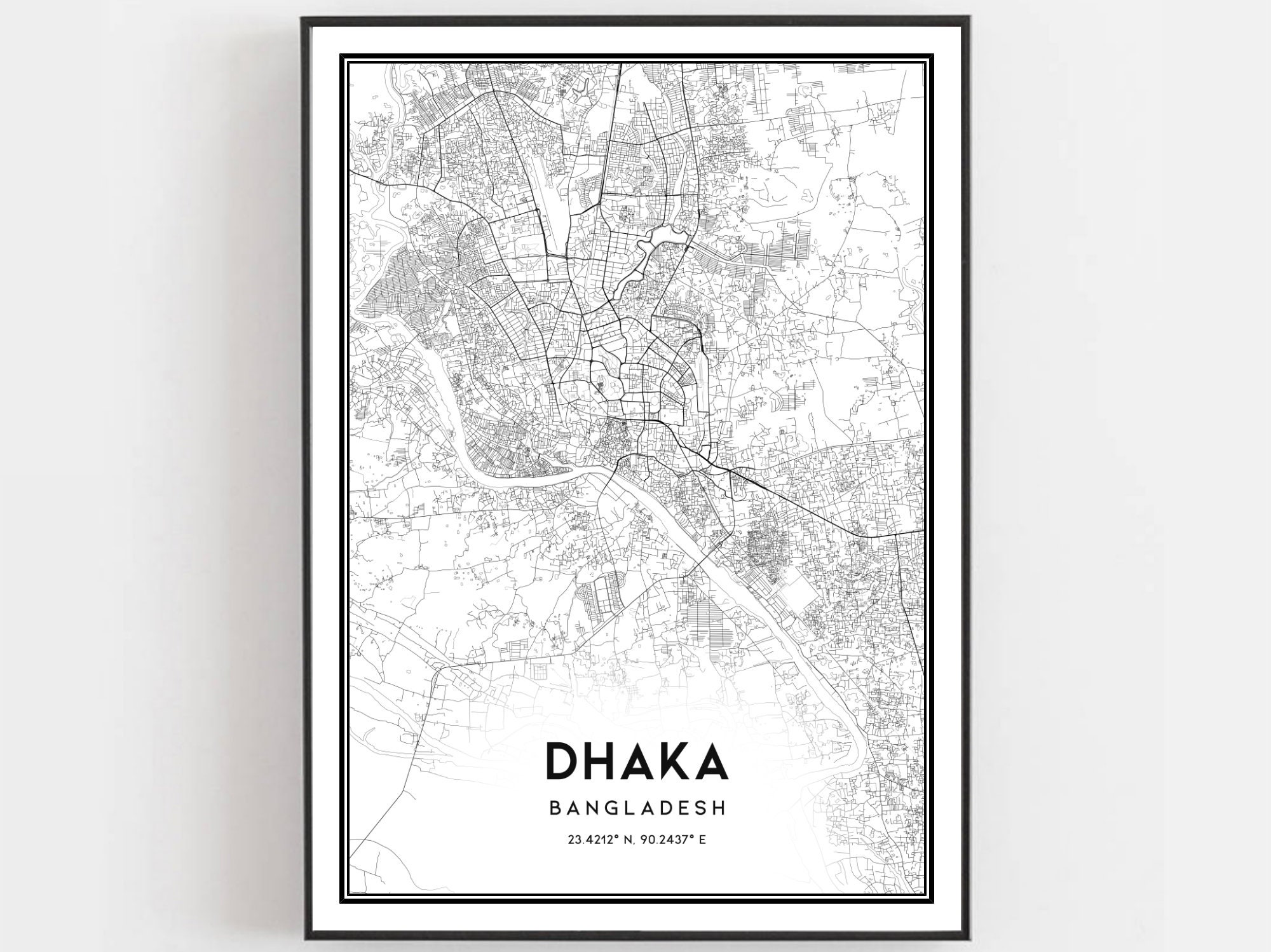 Dhaka City Map Photo Dhaka Map Print Dhaka Map Poster Wall Art Dhaka City Map | Etsy Uk