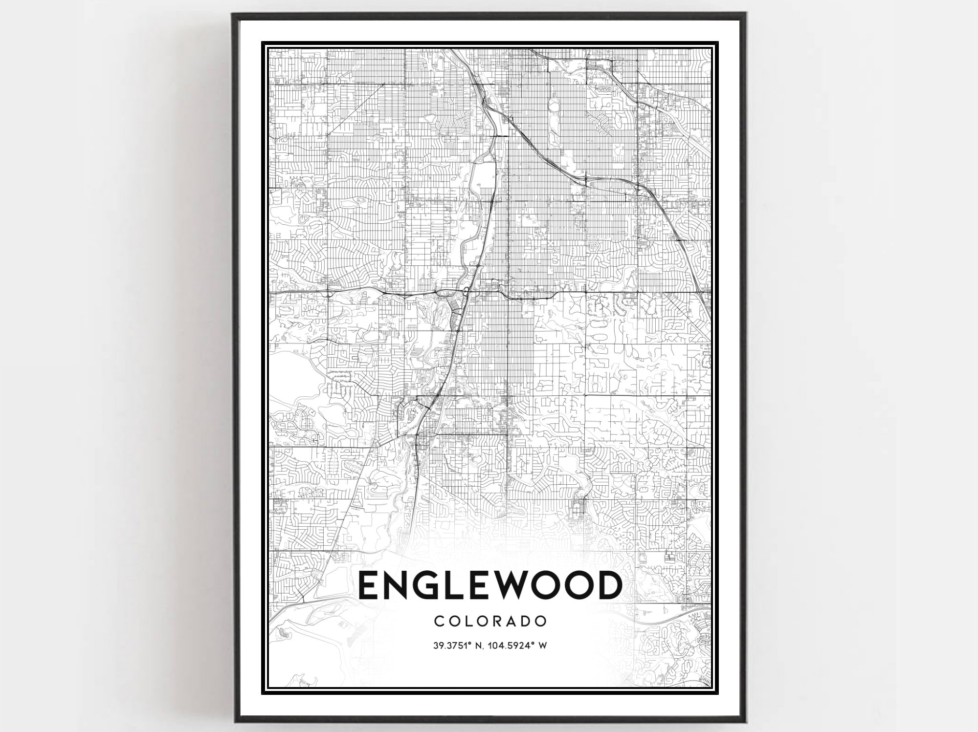 Englewood Map Print Englewood Map Poster Wall Art Co City Etsy