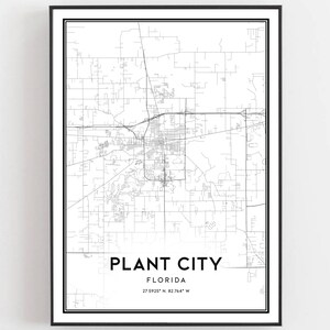 Plant City Map Print, Plant City Map Poster Wall Art, Fl City Map, Florida Print Street Map Dekor, Road Map Geschenk