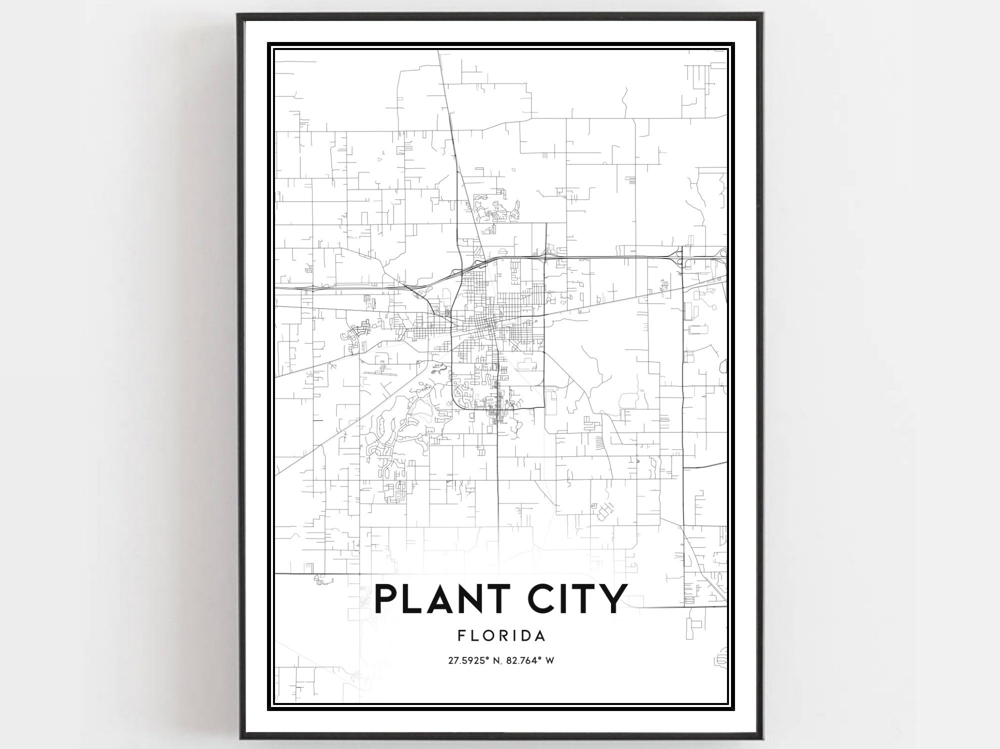 Plant City Map Print Plant City Map Poster Wall Art Fl City Etsy