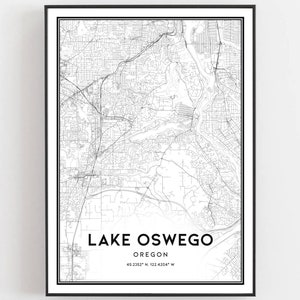 Lake Oswego Map Print, Lake Oswego Map Poster Wall Art, Or  City Map, Oregon Print Street Map Decor, Road Map Gift, B1641
