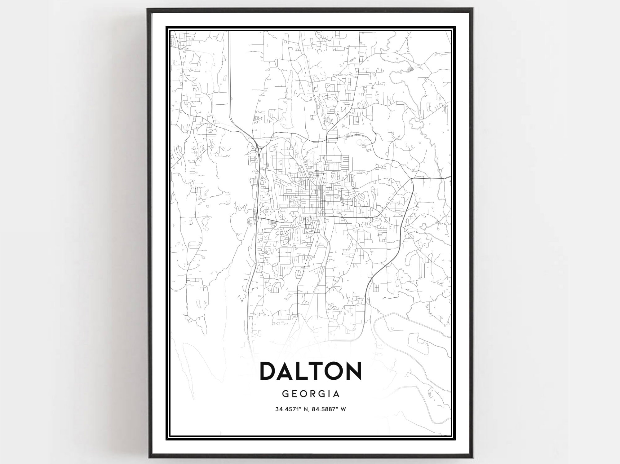Dalton Map Print Dalton Map Poster Wall Art Ga City Map Etsy