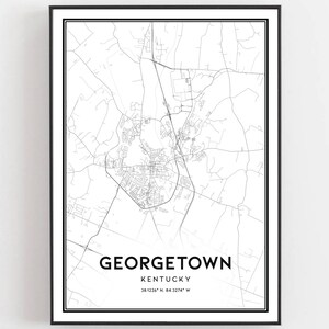Georgetown Map Print, Georgetown Map Poster Wall Art, Ky  City Map, Kentucky Print Street Map Decor, Road Map Gift, B1731