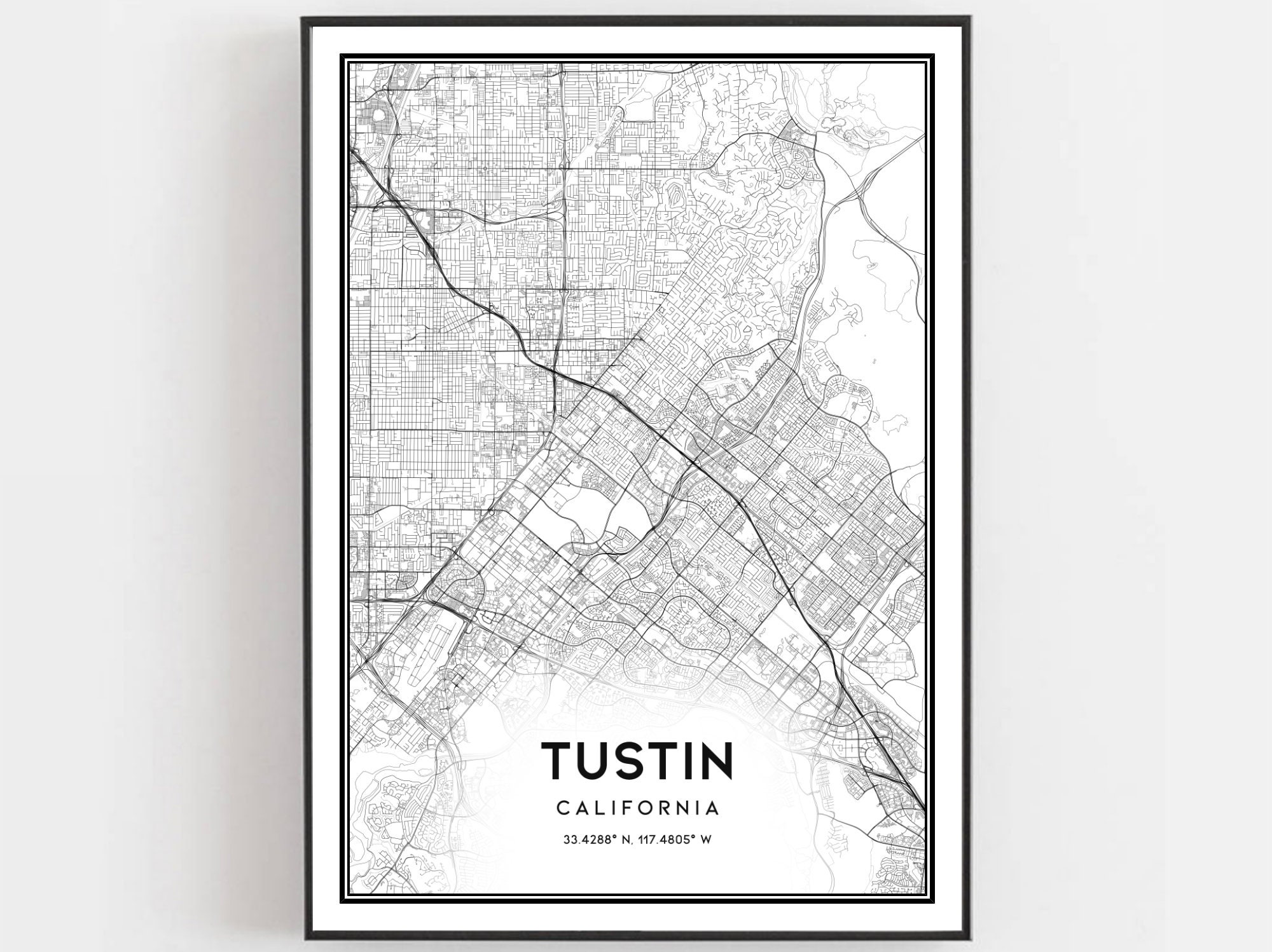 Tustin Map Print Tustin Map Poster Wall Art Ca City Map - Etsy