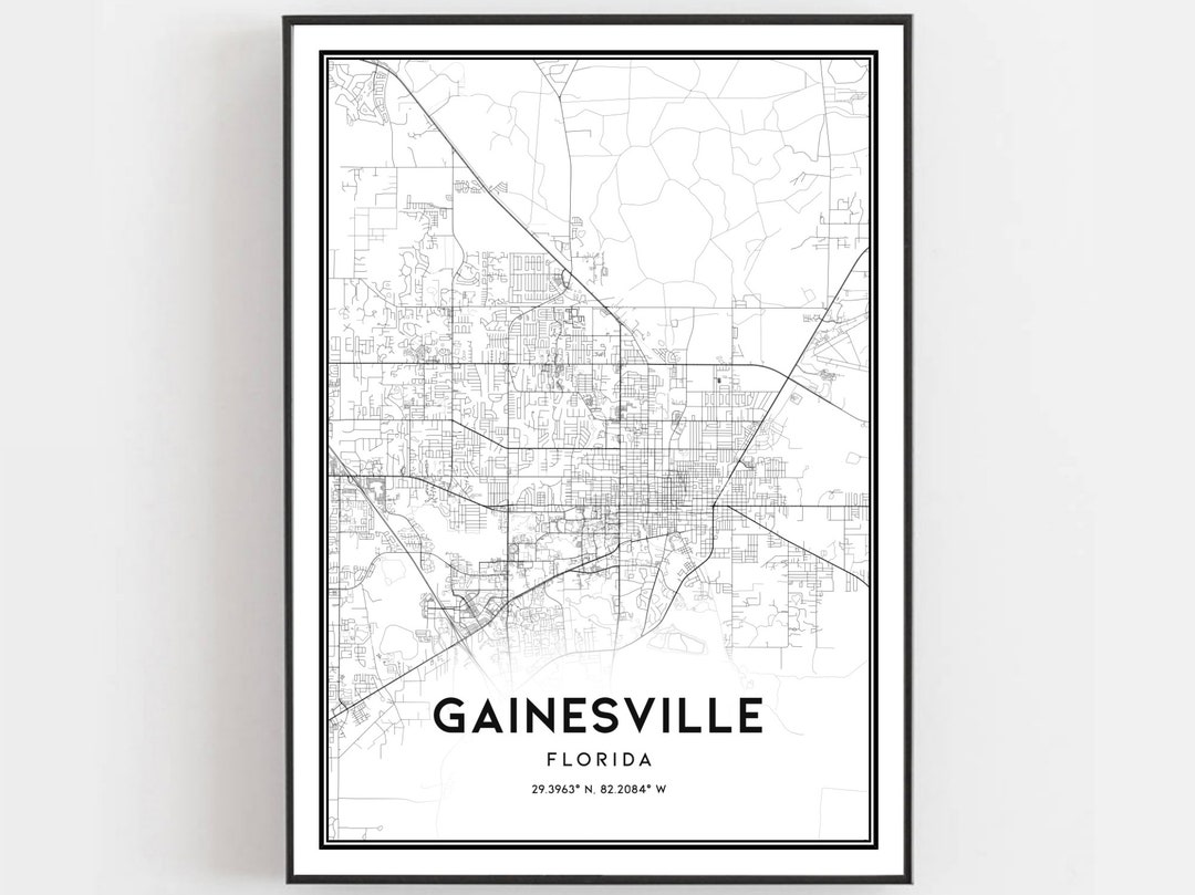 Gainesville Map Print, Gainesville Map Poster Wall Art, Fl City Map ...