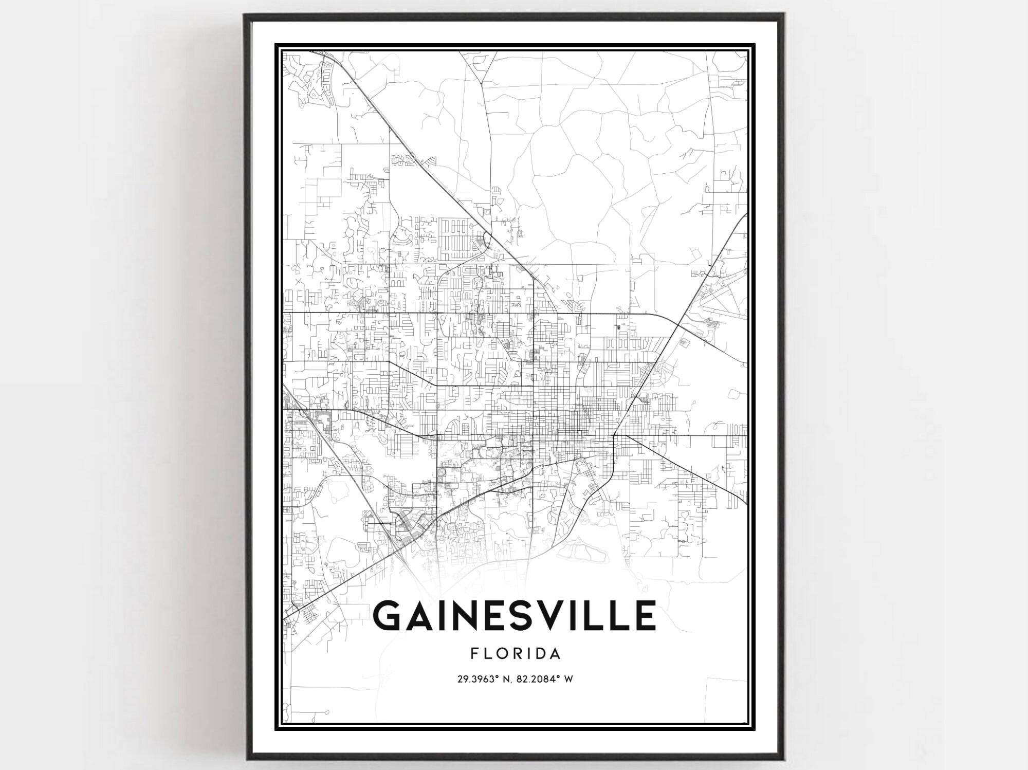 Gainesville Map Print Gainesville Map Poster Wall Art Fl Etsy
