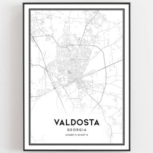 Valdosta Map Print, Valdosta Map Poster Wall Art, Ga City Map, Georgia Print Street Map Decor, Road Map Gift, B1007