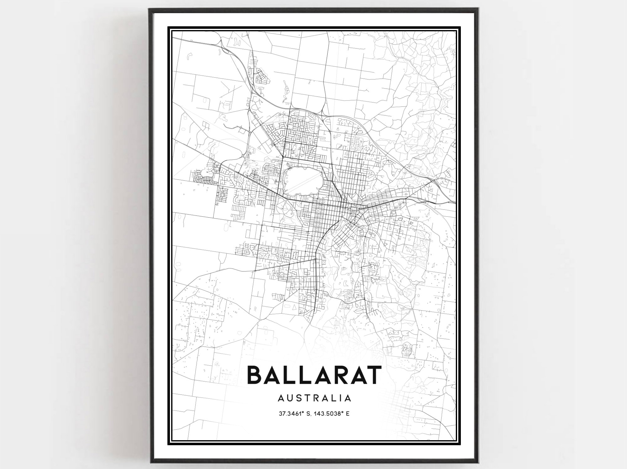 Ballarat Map Print Ballarat Map Poster Wall Art Ballarat Etsy