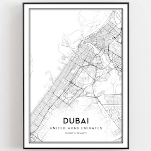 Dubai Karte Druck, Dubai Karte Poster Wandkunst, Dubai Stadt Karte, Dubai Print Straßen karte Dekor, Straßen karte Geschenk, B212