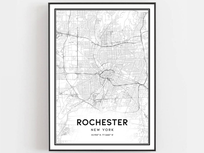 Rochester Map Print Rochester Map Poster Wall Art Ny City | Etsy
