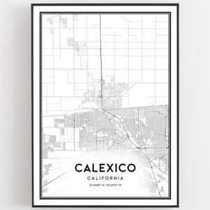 Calexico Karte Druck, Calexico Karte Poster Wandkunst, Ca Stadt karte, Kalifornien Print Straßenkarte Dekor, Straßen karte Geschenk, B1595