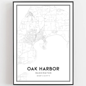 Eichenhafen Karte Druck, Eichenhafen Karte Poster Wandkunst, Wa Stadt karte, Washington Print Straßenkarte Dekor, Straßen karte Geschenk