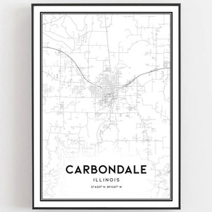 Carbondale Karte Druck, Carbondale Karte Poster Wandkunst, Il Stadt karte, Illinois Print Straßenkarte Dekor, Straßen karte Geschenk, B1131