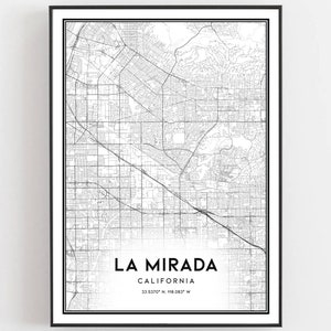 La Mirada Map Print, La Mirada Map Poster Wall Art, Ca City Map, California Print Street Map Decor, Road Map Gift, B1404