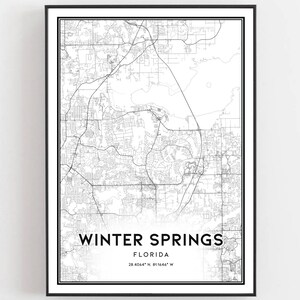 Winter Springs Karte Druck, Winter Springs Karte Poster Wandkunst, Fl Stadt karte, Florida Print Straßenkarte Dekor, Straßenkarte Geschenk, B1725