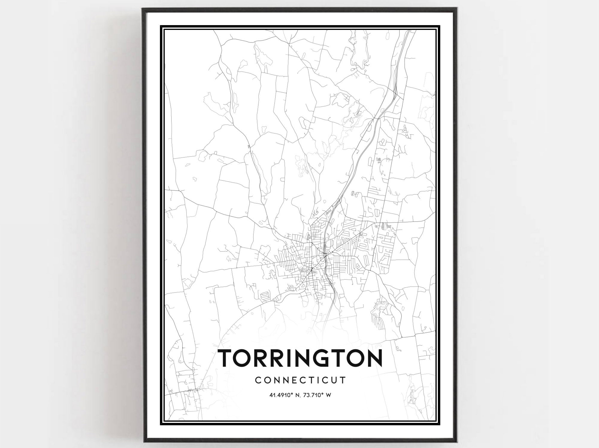 Torrington Map Print Torrington Map Poster Wall Art Ct City Etsy
