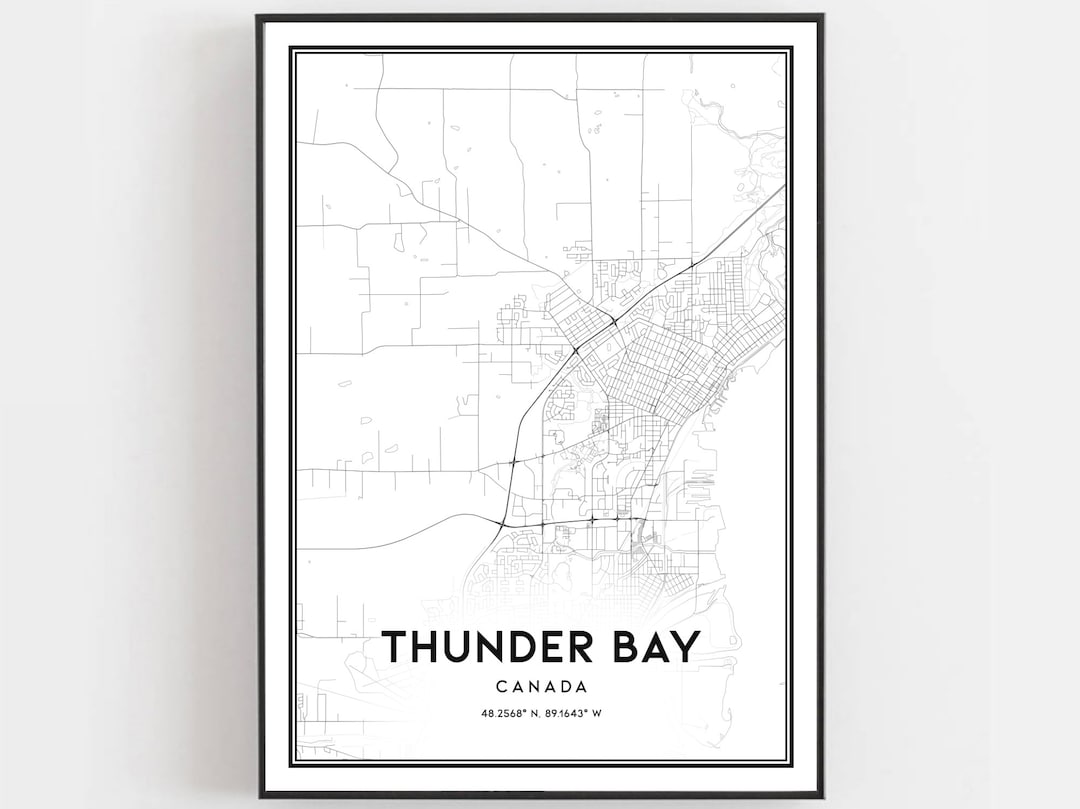Thunder Bay Map Print, Thunder Bay Map Poster Wall Art, Thunder Bay