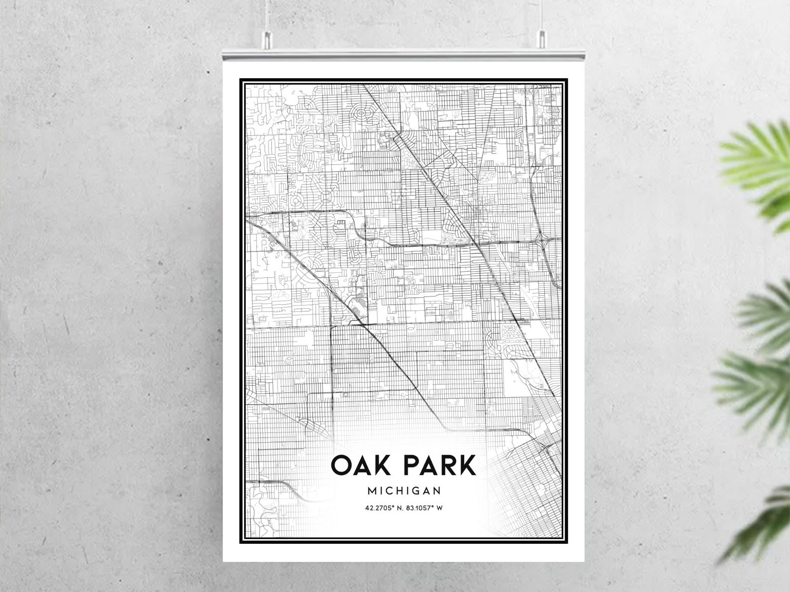 Oak Park Map Print Oak Park Map Poster Wall Art Mi City Map - Etsy
