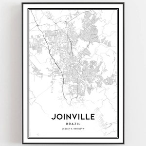 Joinville Map Print, Joinville Map Poster Wall Art, Joinville City Map, Joinville Print Street Map Decor, Road Map Gift, B272