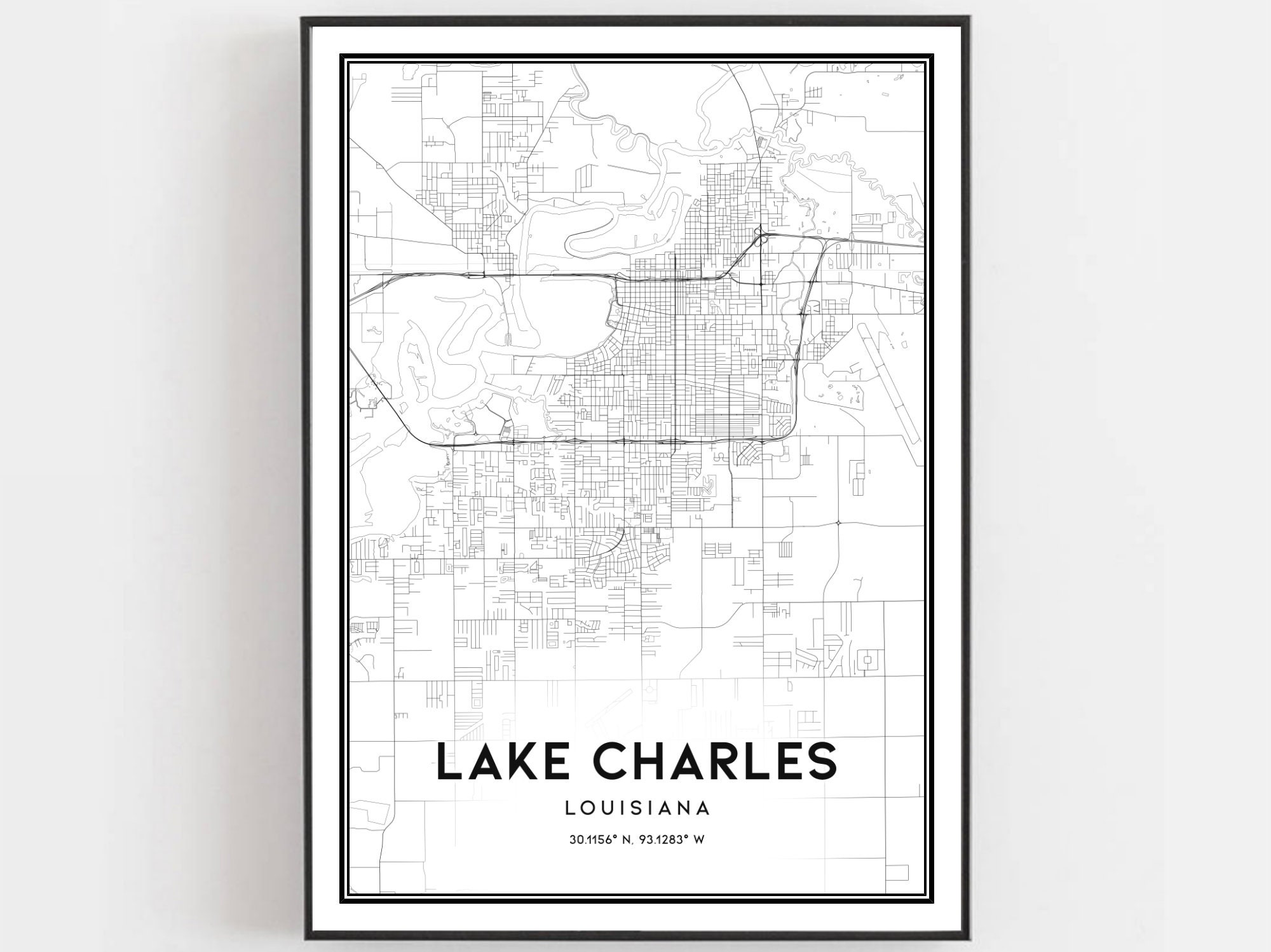 Lake Charles Map Print