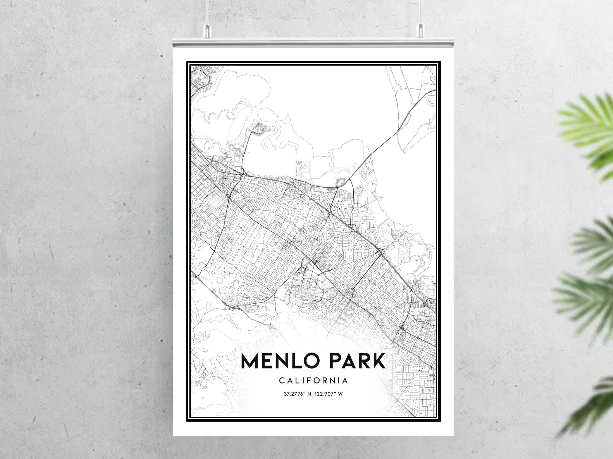 Menlo Park Map Print Menlo Park Map Poster Wall Art Ca City Etsy