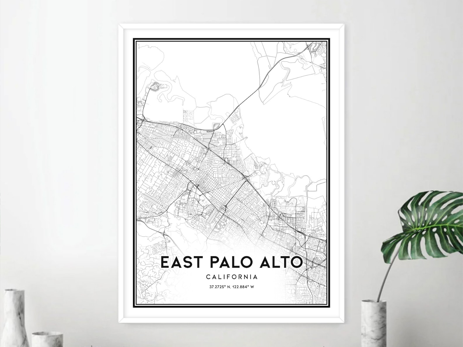 Artistic Map Print of East Palo Alto