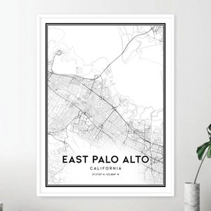 East Palo Alto Map Print, East Palo Alto Map Poster Wall Art, Ca City
