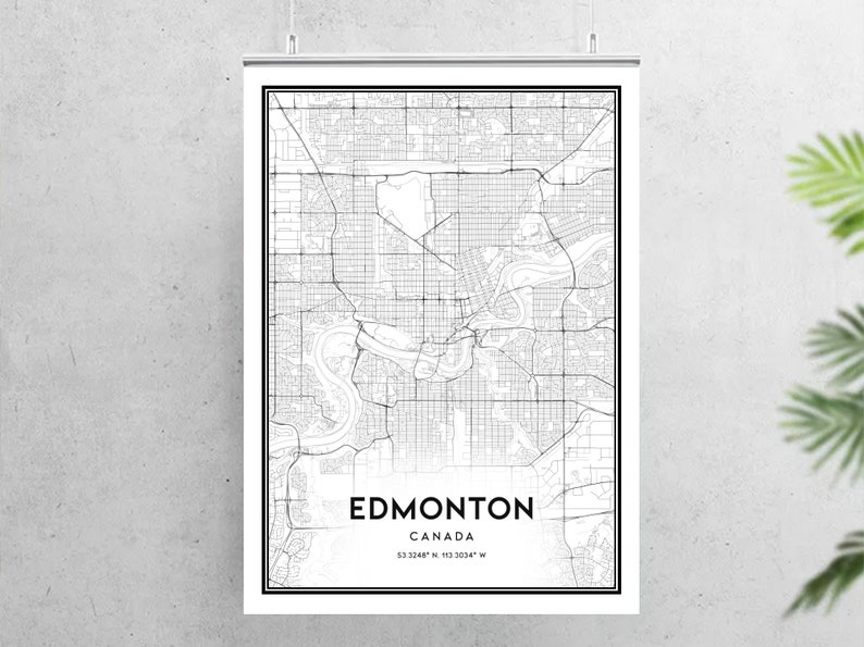 Edmonton Map Print Edmonton Map Poster Wall Art Edmonton Etsy