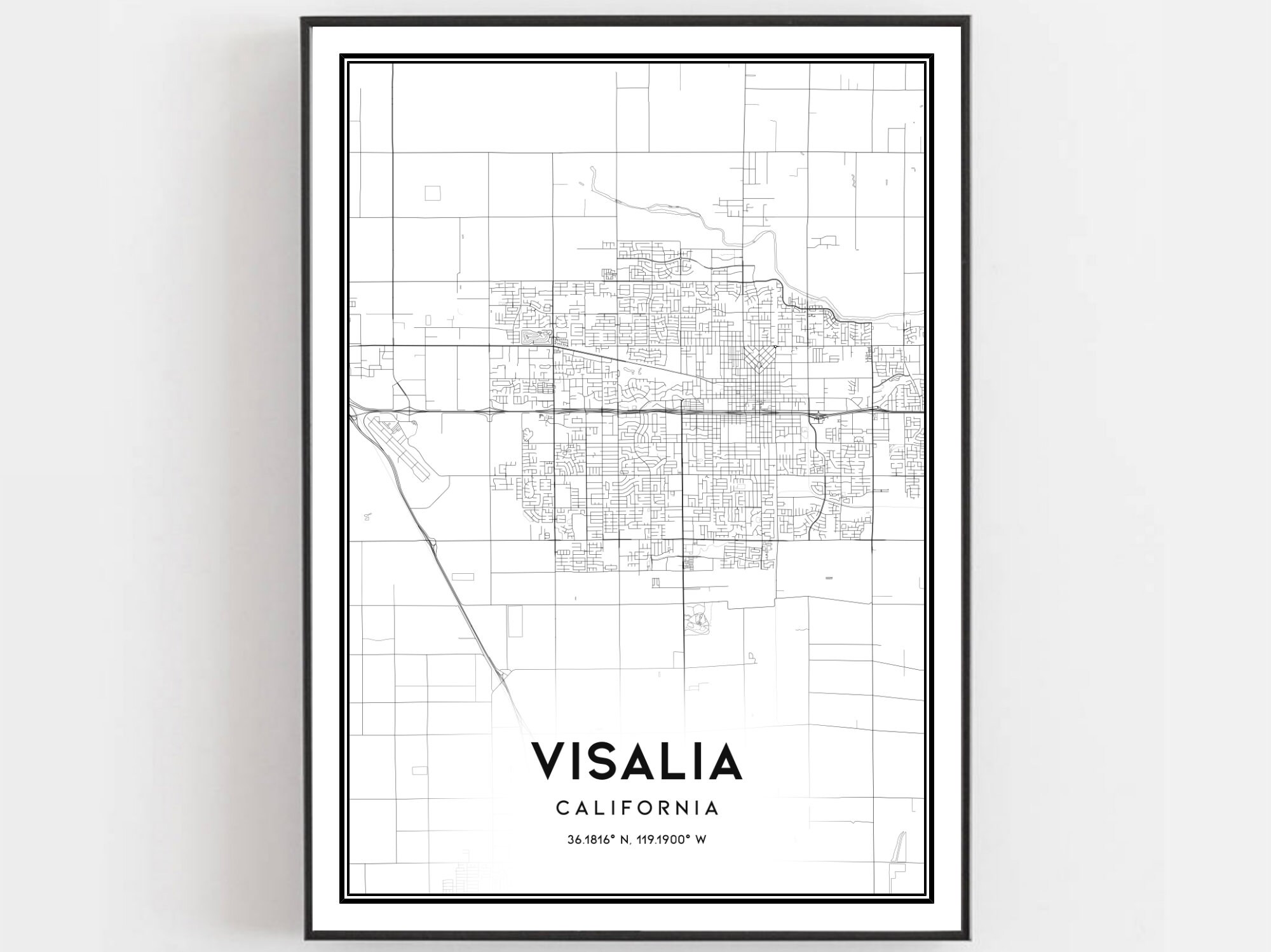 Visalia Map Print Visalia Map Poster Wall Art Ca City Map Etsy