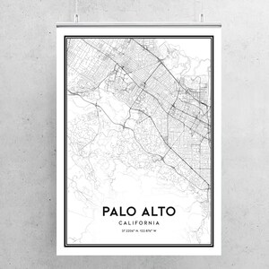 Palo Alto Map Print, Palo Alto Map Poster Wall Art, Ca City Map, California Print Street Map ...