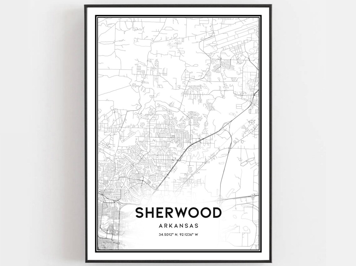 Sherwood Map Print Sherwood Map Poster Wall Art Ar City Etsy