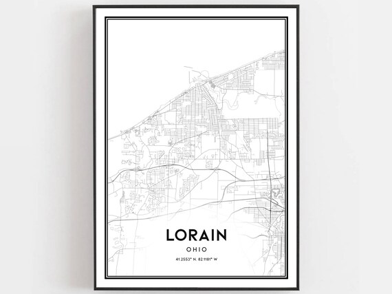 Lorain Map Print Lorain Map Poster Wall Art Oh City Map | Etsy