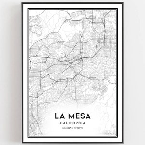La Mesa Map Print, La Mesa Map Poster Wall Art, Ca City Map, California Print Street Map Decor, Road Map Gift, B1241