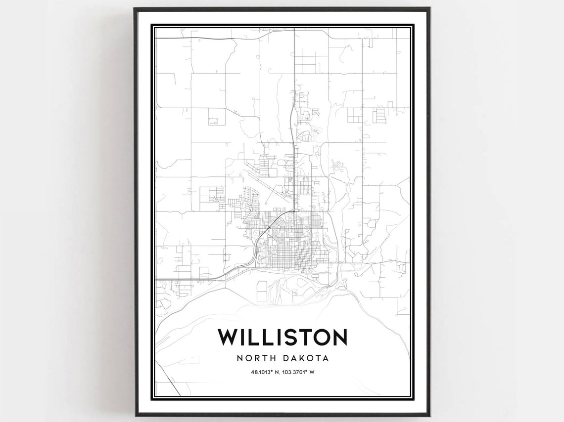 Williston Map Print Williston Map Poster Wall Art Nd City Etsy