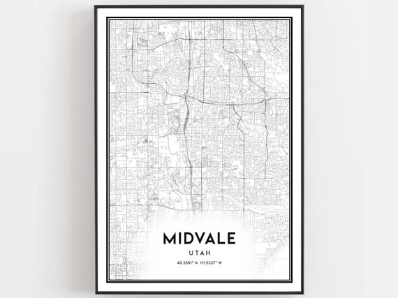 Midvale Map Print Midvale Map Poster Wall Art Ut City Map | Etsy