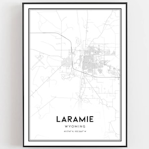 Laramie Map Print, Laramie Map Poster Wall Art, Wy City Map, Wyoming Print Street Map Decor, Road Map Gift, B1788