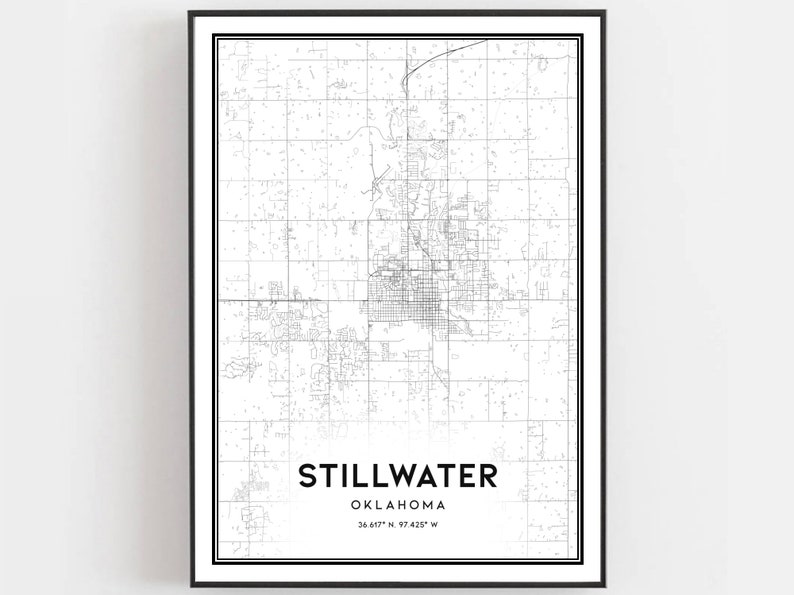 Stillwater Map Print Stillwater Map Poster Wall Art Ok City - Etsy