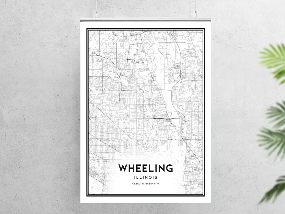 Wheeling Map Print Wheeling Map Poster Wall Art Il City Map Etsy